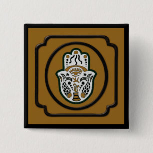 Schwarz-Gold-Platz-Hamsa-Button Button