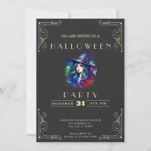 Schwarz & Gold-Rotzunge Halloween-Rock Einladung