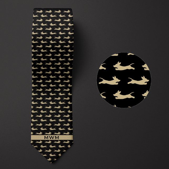 Schwarz-Gold-Running-Dackel Krawatte (Von Creator hochgeladen)