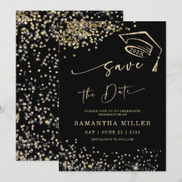 Schwarz-Gold-Save the Date-Abschluss Einladung