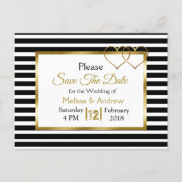 Schwarz-Gold-Save the Date-Postkarten Ankündigungspostkarte