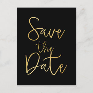 Schwarz/Gold SAVE THE DATE Skripttyp Postkarte