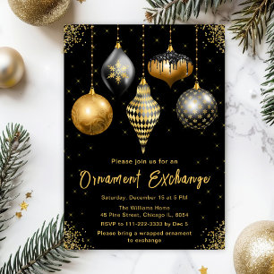 Schwarz-Gold-Schmuck-Tauschparty Einladung