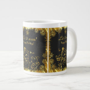 Schwarz-Gold-Schneemann-Illustration-Let it Snow Jumbo-Tasse