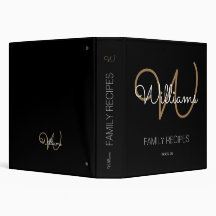 Schwarz-Gold-Script-Monogramm für Familienrezepte