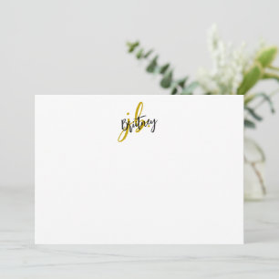 Schwarz-Gold-Script-Monogramm Mitteilungskarte