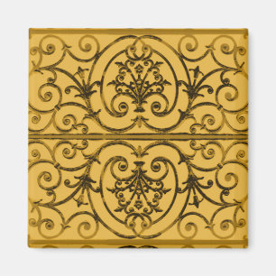 Schwarz-Gold-Scrollwork-Muster Magnet