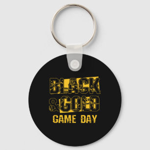 Schwarz-Gold-Shirt-Spiel-Tag High School Fußball Schlüsselanhänger