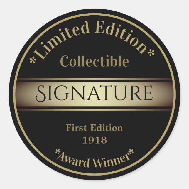 Schwarz-Gold-Signatur-Sammelprodukt Runder Aufkleber (Vorderseite)