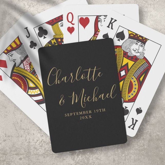 Schwarz-Gold-Signature-Skript Spielkarten (Black And Gold Signature Script Playing Cards)