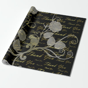 Schwarz, Gold, Silber, vielen Dank, Blume, Geschenkpapier
