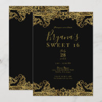 Schwarz & Gold Spitze Elegante Sweet 16 Party