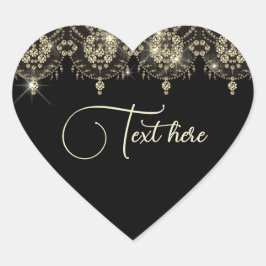 Schwarz-Gold-Spitzen-Glanz elegant aussehen Herz-Aufkleber