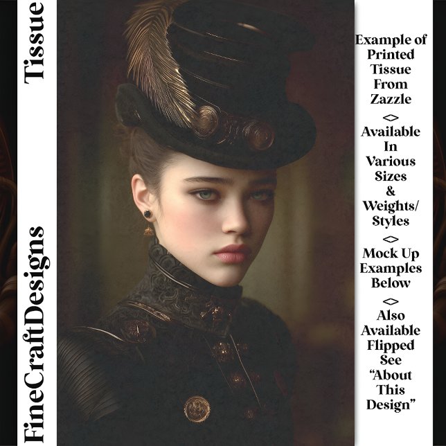 Schwarz-Gold-Steampunk-Portrait DN8R-Decoupage Seidenpapier (Von Creator hochgeladen)