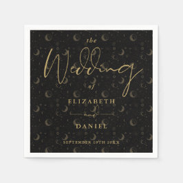 Schwarz-Gold-Sterne und Stimmung-Himmelfahrt Serviette