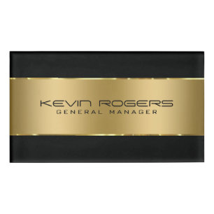 Schwarz & Gold Streifen Modernes geometrisches Des Namenschild