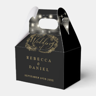 Schwarz-Gold-String-Lichter Blumenzehen Geschenkschachtel