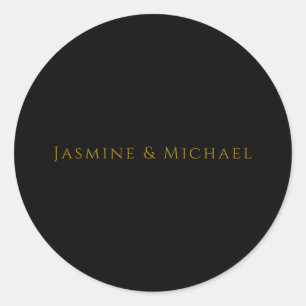 Schwarz & Gold Süßer Minimalistischer Eigenname Runder Aufkleber