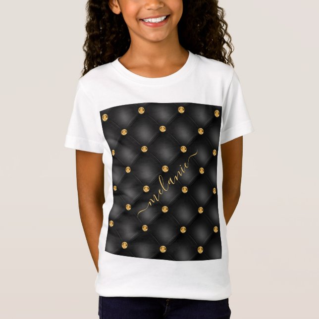 Schwarz-Gold-T - Shirt mit Individuelle Name (Vorderseite)