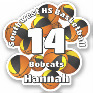 Schwarz-Gold-Team-Farben Basketbälle Kinder Teamna Aufkleber