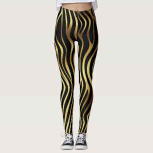 Schwarz/Gold-Tierausdruck Leggings