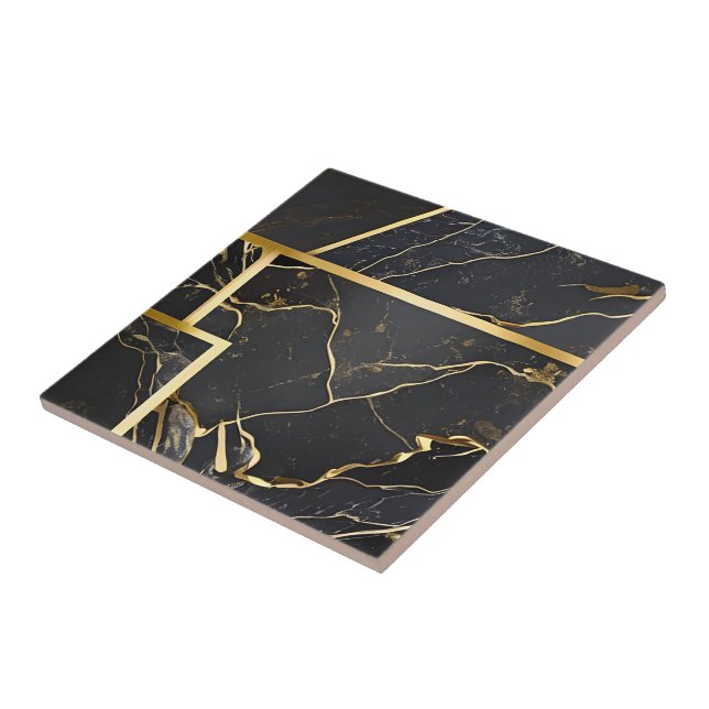Schwarz-Gold-Tile Fliese (Seite)