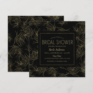 Schwarz & Gold Tropical Glam Blätter Brautparty Einladung