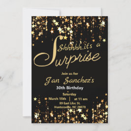 Schwarz-Gold-Überraschungseinladung zur QR-uAwg Einladung