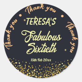 Schwarz, Gold und Schwarz fabelhaft 60. Geburtstag Runder Aufkleber