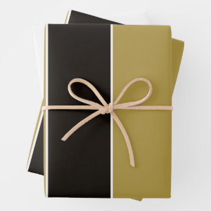 Schwarz, Gold und Weiß Streifen Geschenkpapier Set