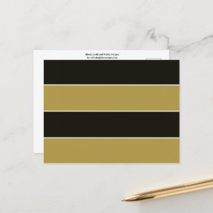 Schwarz, Gold und Weiß Streifen Postkarte