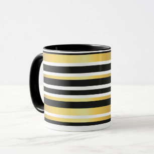 Schwarz, Gold und Weiß Vintage-Streifen Tasse