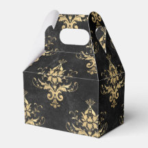 Schwarz-Gold-Vintag-Damaskus-Muster