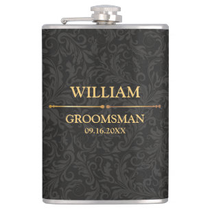 Schwarz-Gold-Vinyl-Wrapped Flask Flachmann