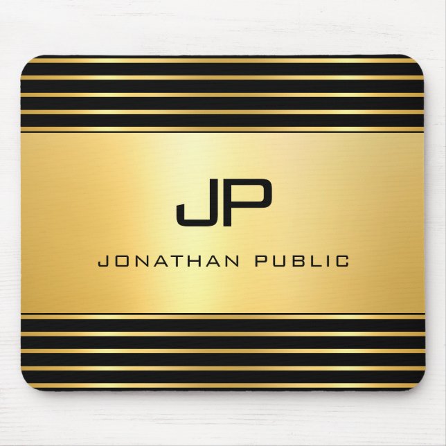 Schwarz-Gold-Vorlage für moderne, elegante Monogra Mousepad (Vorne)