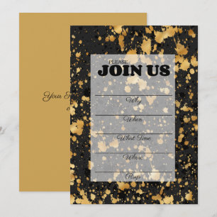 Schwarz-Gold-Vorlage zum Ausfüllen für vielseitige Einladung