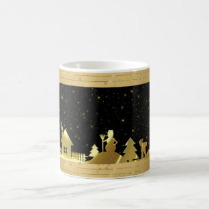 Schwarz-Gold-Weihnachtsdorf Kaffeetasse