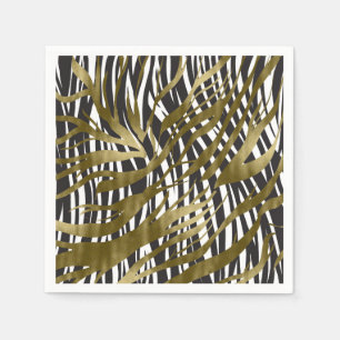 Schwarz-Gold-Zebra-Print Safari-Chic-Glamour Serviette