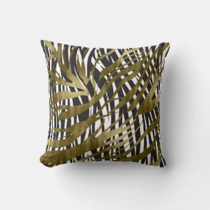 Schwarz-Gold-Zebraprint Safari-Chic-Glamour Kissen
