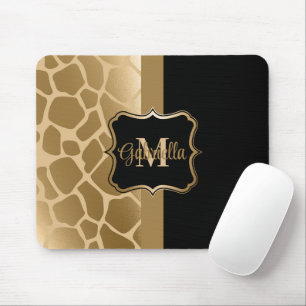 Schwarz-Golden-Giraffe-Muster Mousepad