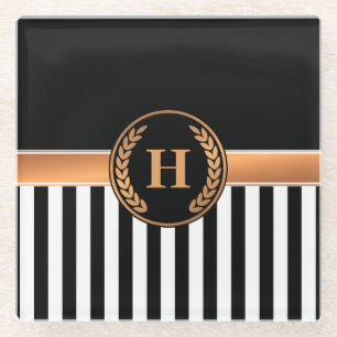 Schwarz-Golden Monogram Glasuntersetzer
