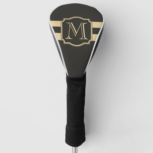 Schwarz-Golden Monogram Golf Headcover (Vorderseite)