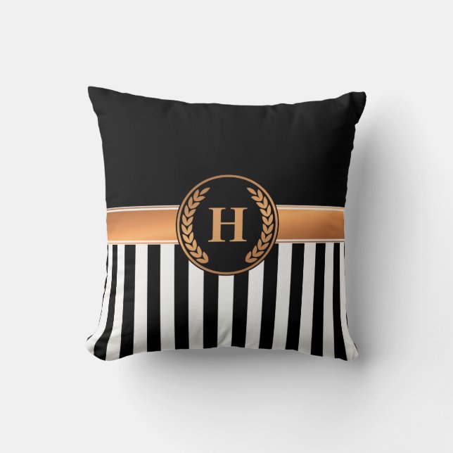 Schwarz-Golden Monogram Kissen (Vorderseite)
