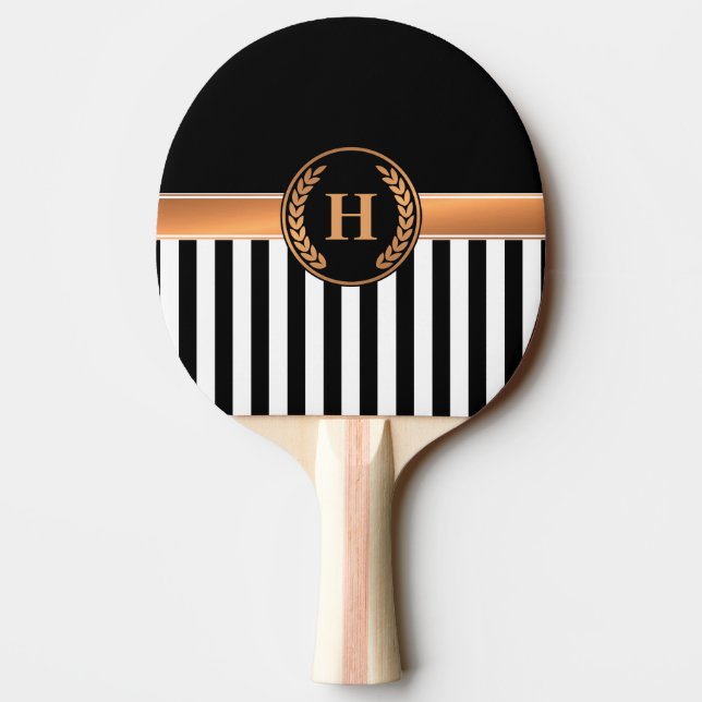 Schwarz-Golden Monogram Tischtennis Schläger (Rückseite)