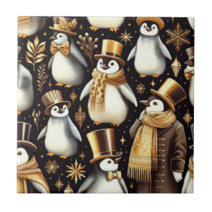 Schwarz-Golden-Pinguin Fliese