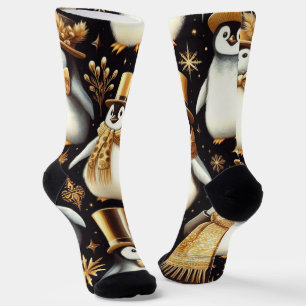 Schwarz-Golden-Pinguin Socken