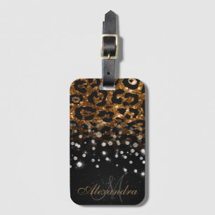Schwarz/Golden Sparkle Leopard Print Gepäckanhänger