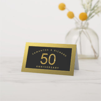 Schwarz-goldene 50. goldene Hochzeit Platzkarte
