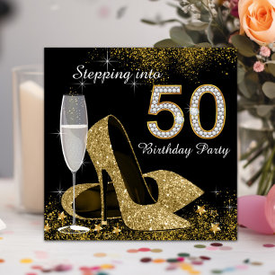 Schwarz-goldene 50er-Geburtstagsfeier Einladung