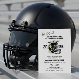 Schwarz-Goldene American-Football-Abschlussfeier Einladung